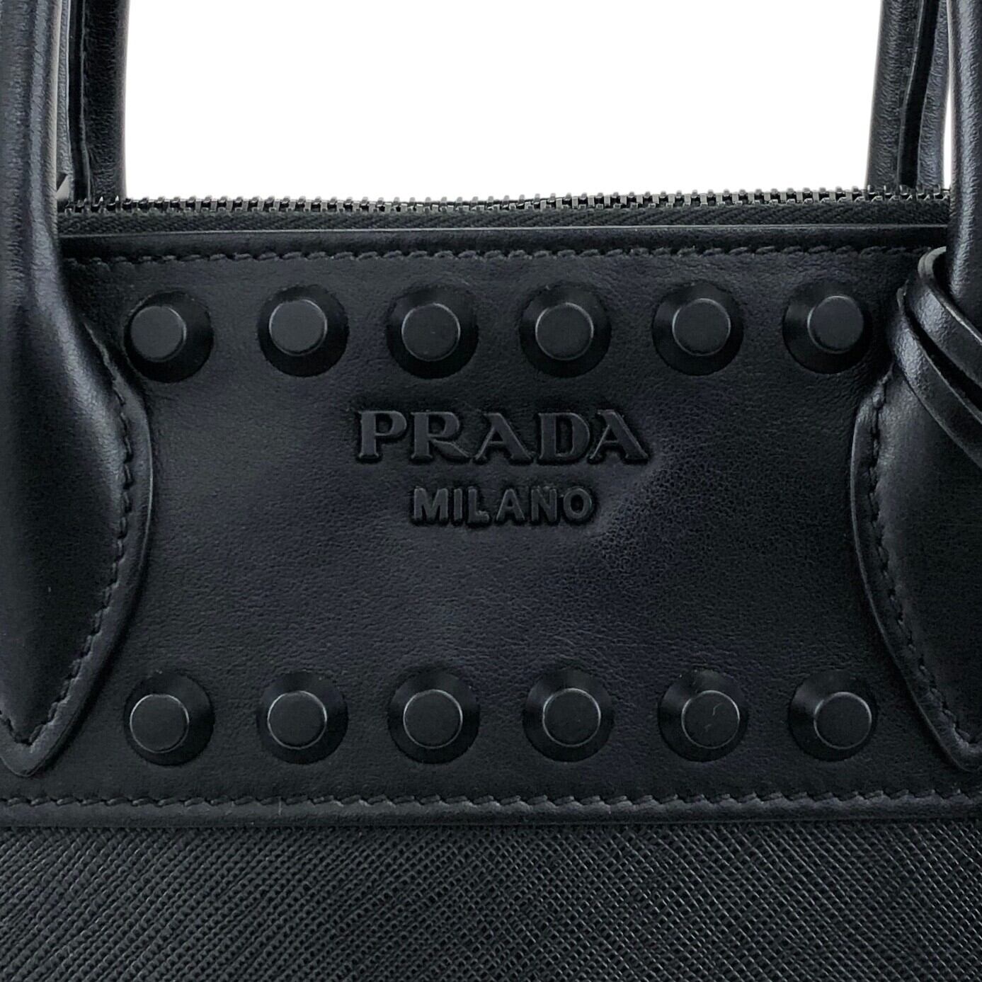 PRADA プラダ ハンドバッグ ブラック ロゴ レザー サフィアーノ