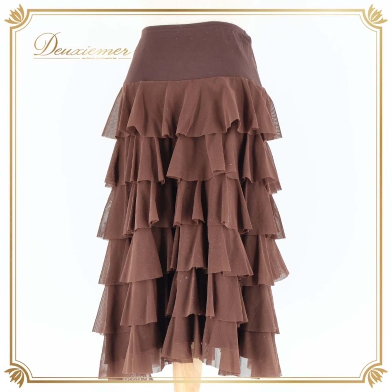 社交ダンス 衣装 チャコット Chacott スカート ラテン レース レッスン 練習着 パーティ 発表会 ダンス 日本製 無地 伸縮 ストレッチ 茶色 ブラウン系 おしゃれ 段々 薄手 動きやすい ダンス用 衣装 レディース 女性用