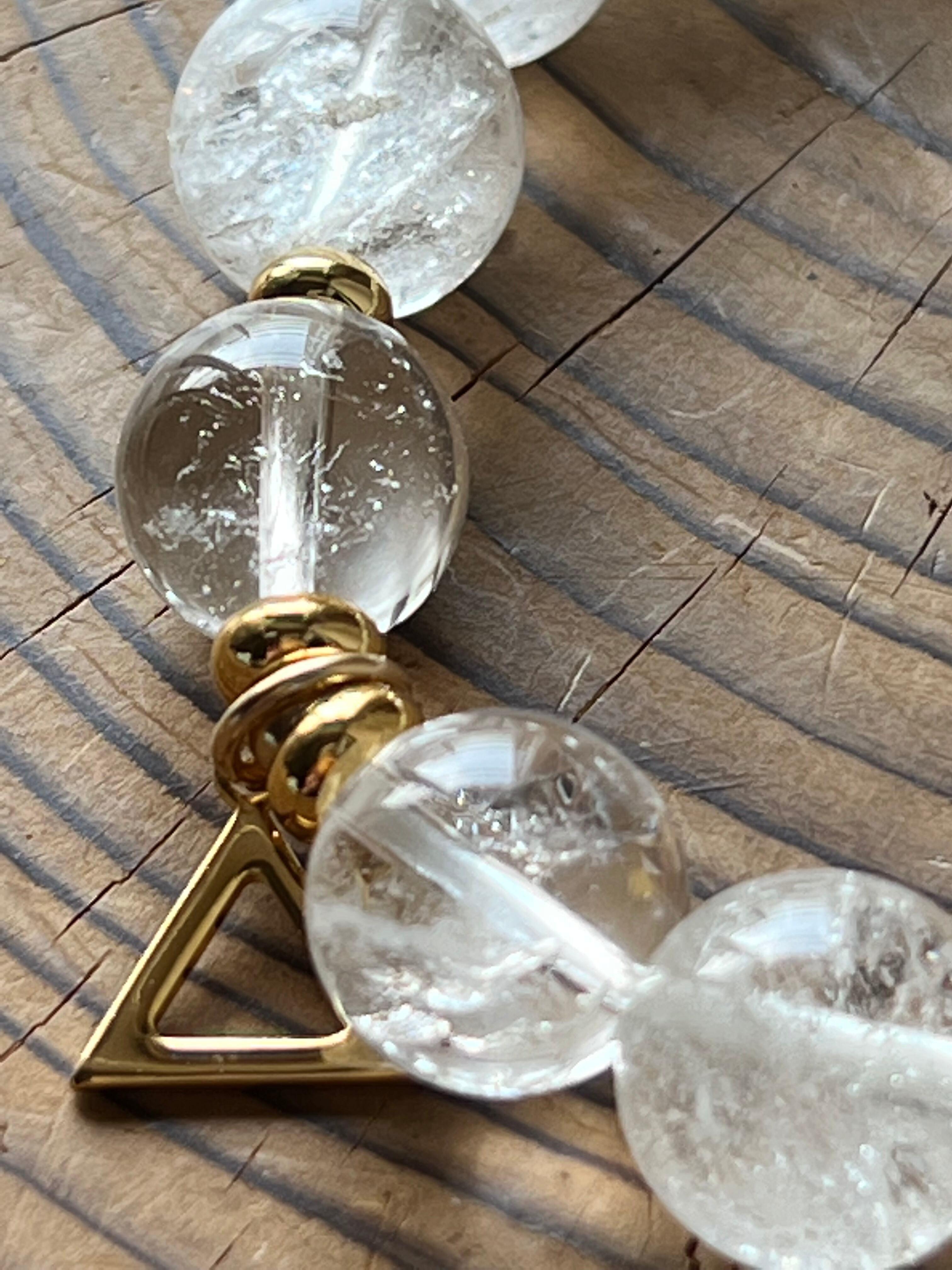 サイズ大き目【宇宙船の隠し場所】カンチェンジュンガ産水晶&ヒマラヤアイスクォーツ ブレスレット b