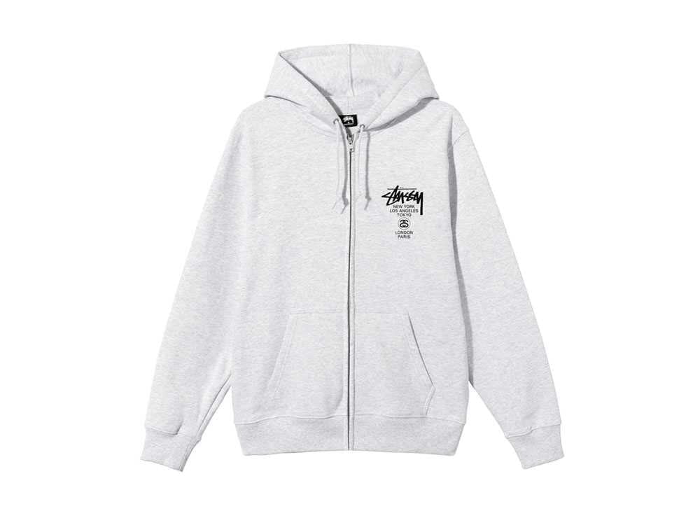 ステューシー WORLD TOUR ZIP HOODIE/ジップ/パーカー XL