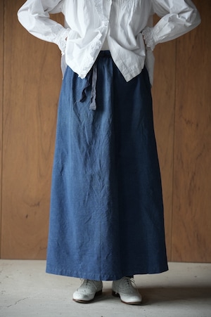 [antique]1900s french antique indigo linen apron