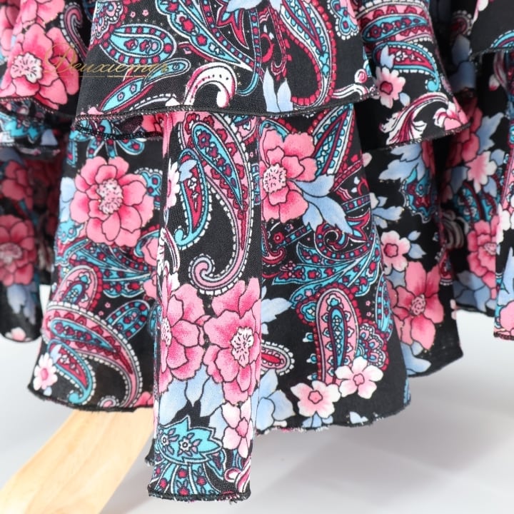 prima boutique　フラメンコ衣装　花柄　社交ダンスなどに フラメンコ 衣装 ファルダ スカート 花柄 ラメ ボランテ フリル ダンス
