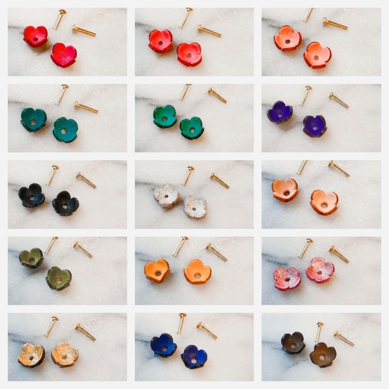 【立体本革パーツ】クローバーS　大穴タイプ2個セット(割ピン・ワッシャー付) - 1