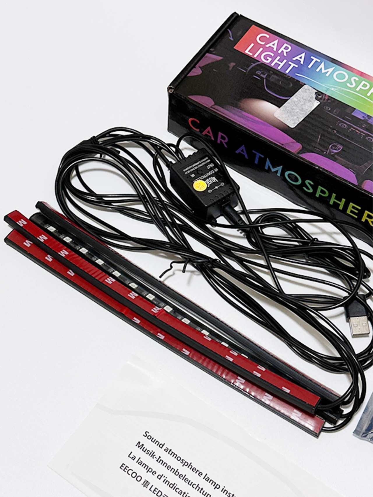 ledテープライト 車載 車 ルームライト usb 車内灯 ドレスアップ 室内灯 リモコン付き LED50cm USB100cm 装飾 RGB