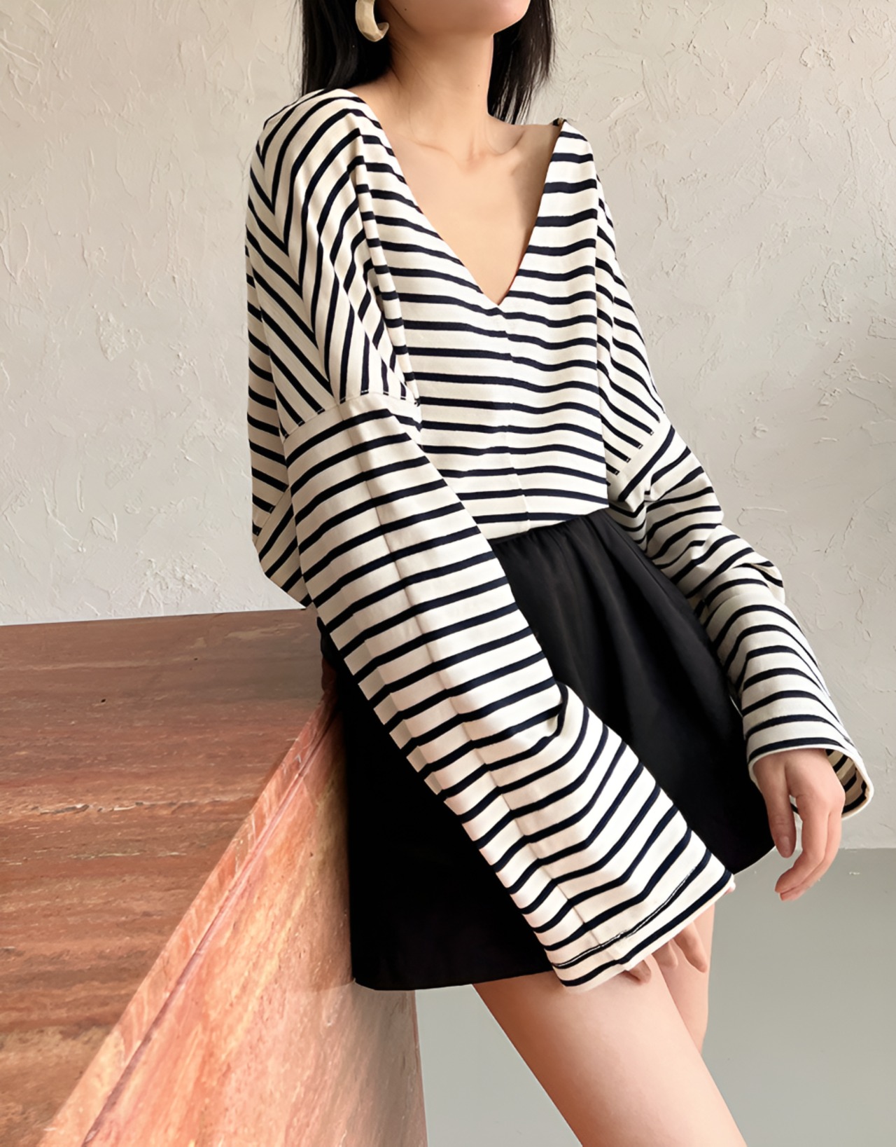 Long sleeve striped tops【H00043】