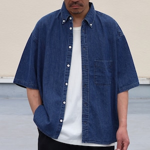 「備後」7oz Denim BD BOX-A Line Half Sleeve Shirts　Vintage Wash