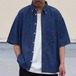 「備後」7oz Denim BD BOX-A Line Half Sleeve Shirts　Vintage Wash