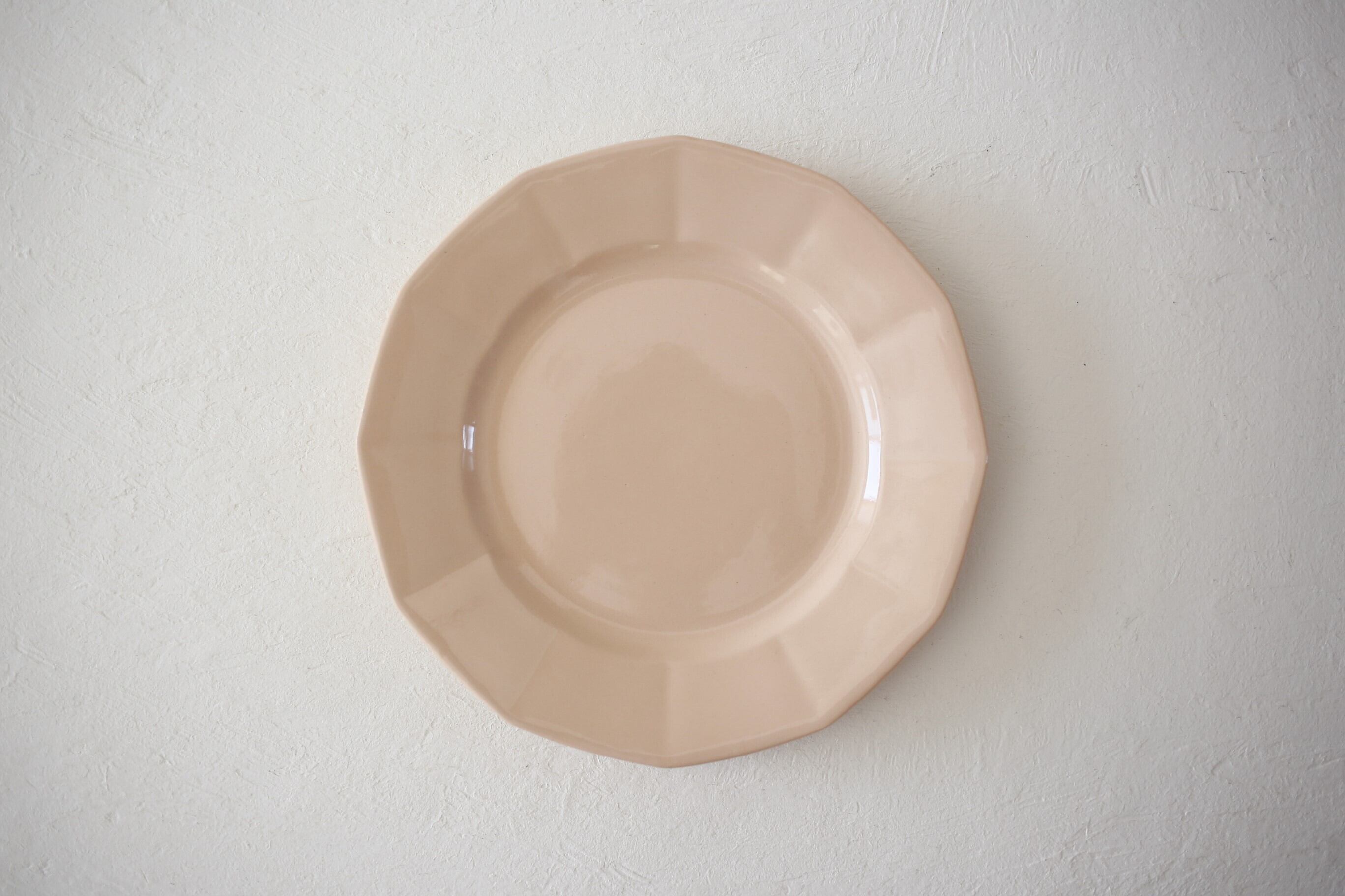 フランス アンティーク ヴィンテージ Digoin Sarreguemines 12角形プレート (ピンク) N-02897a