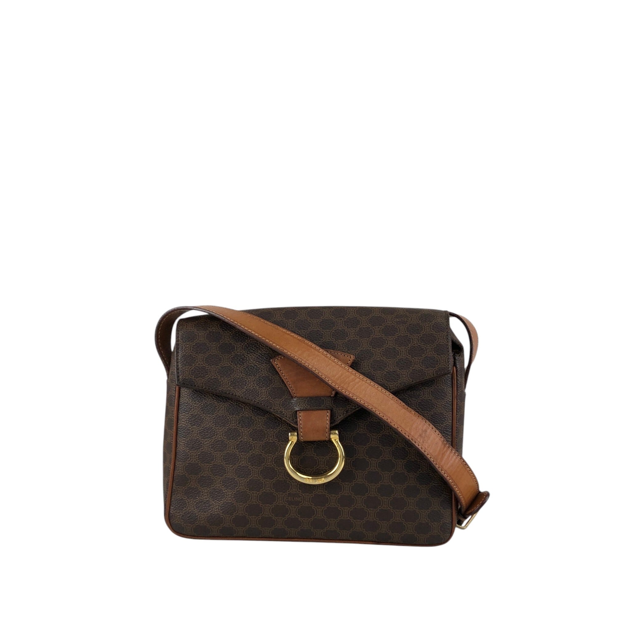 CELINE セリーヌ マカダム ショルダーバッグ ブラウン ホースビット