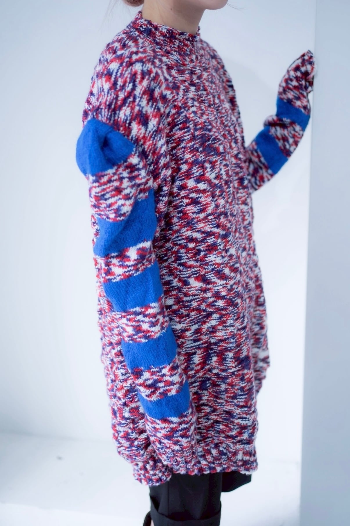 blue line mix hand knit