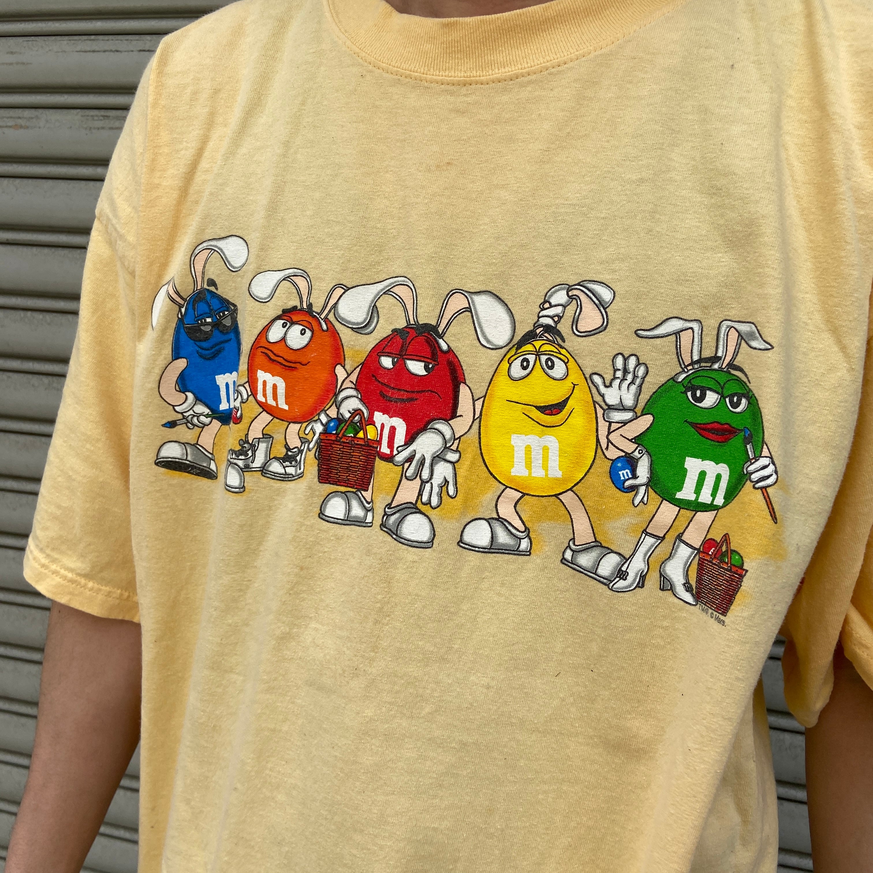 90s M&M's エムアンドエムズ プリントTシャツ キャラクター 黄色 XL