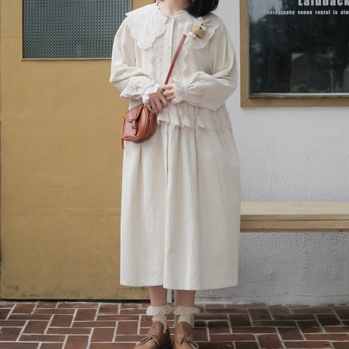 レースヨークワンピース 23 Lehtia レフティア 淡色レトロなナチュラルスタイル
