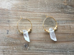 Crystal x gold beads hoops