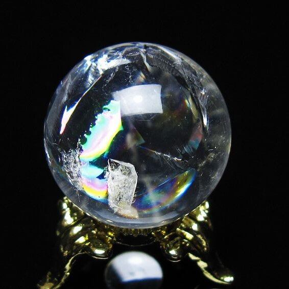 アイリスクォーツ 水晶 丸玉 虹入り 26mm スフィア 置物 水晶玉 一点物 141-7054