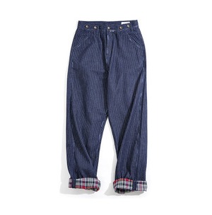 Retro casual blue striped work pants