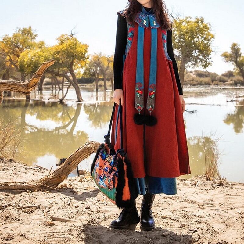 ベルベット中国風ワンピース O1053 Leaf Tone