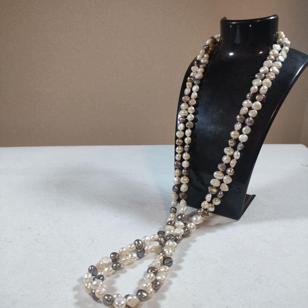 ナバホ ビーズ パール シルバー silver 925 ネックレス 燻銀 47 ナバホ