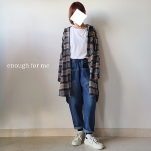 【enough for me】ロングチェックシャツ(007)