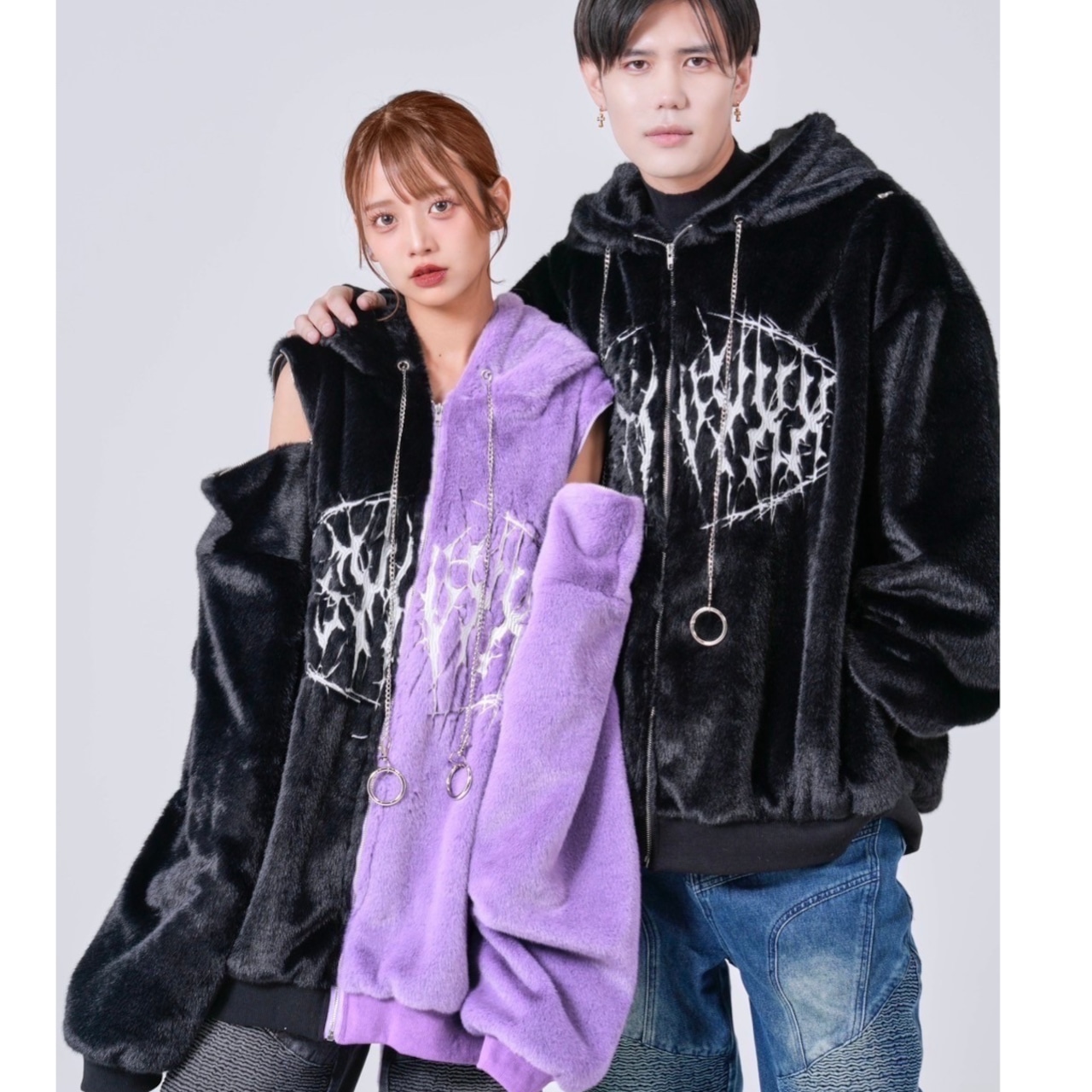 PSYNYXX デビル耳付きファーブルゾン 地雷系 グランジ サブカル PSYNYXX デビル耳付きファーブルゾン 地雷系 グランジ サブカル