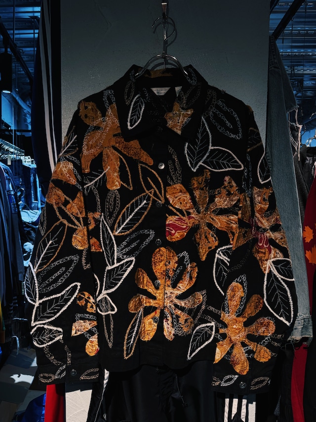 【D4C】Vintage beautiful flower embroidery pattern aloha design regular color jacket