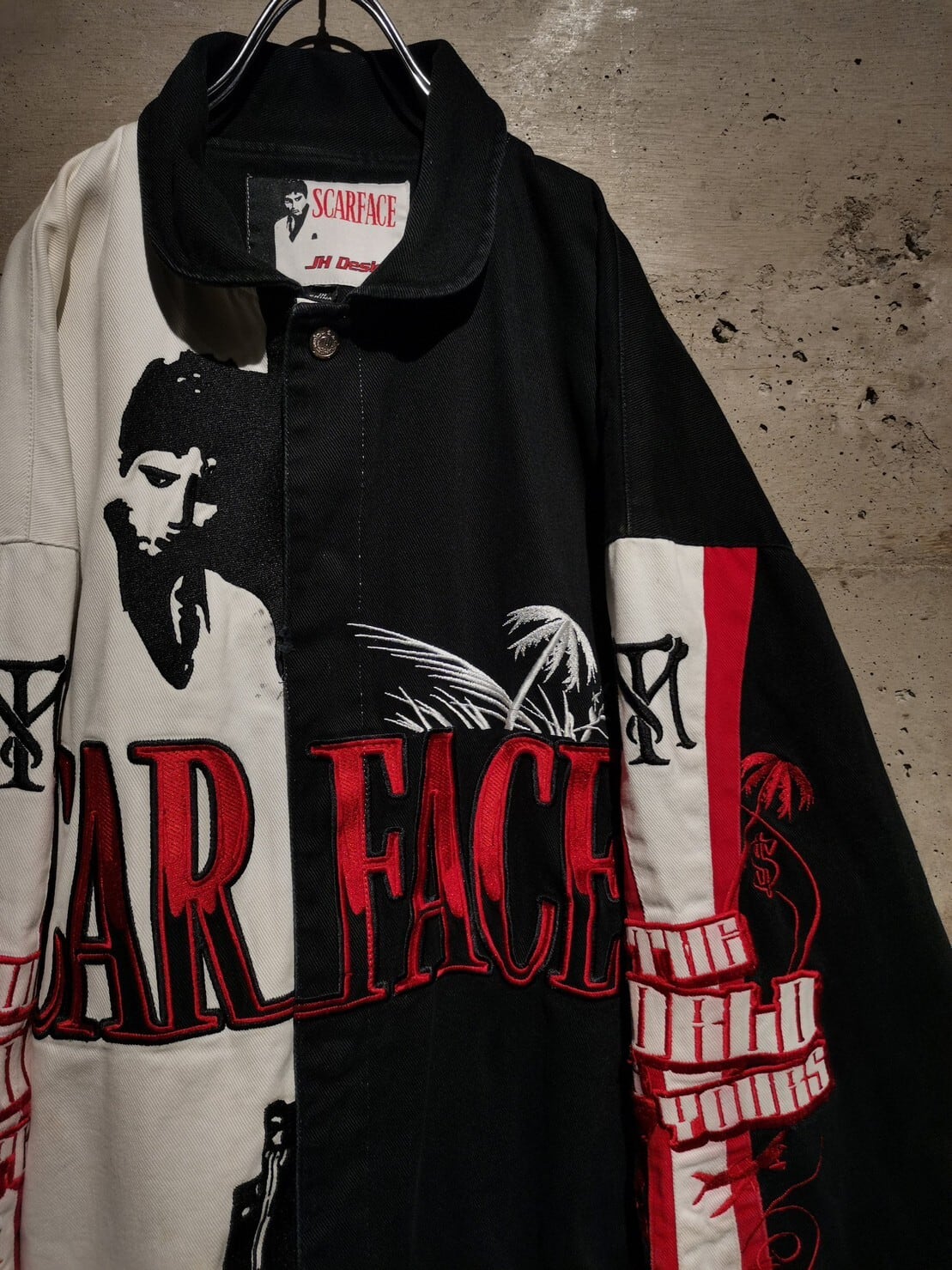 名作★ジェフハミルトン スカーフェイス 刺繍アルパチーノ レーシングジャケット 名作☆ジェフハミルトン スカーフェイス 刺繍アルパチーノ レーシング