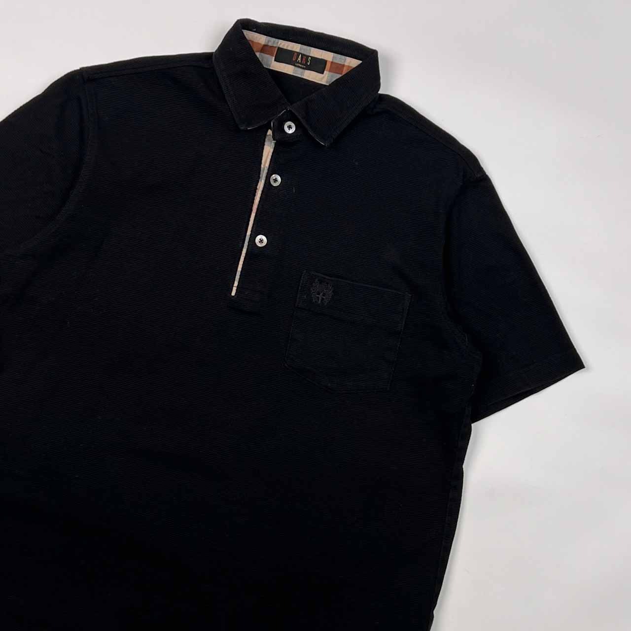 DAKS ダックス ポケット 半袖 ポロシャツ M/ブラック メンズ