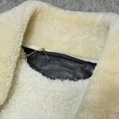 mouton leather switching design knit blouson