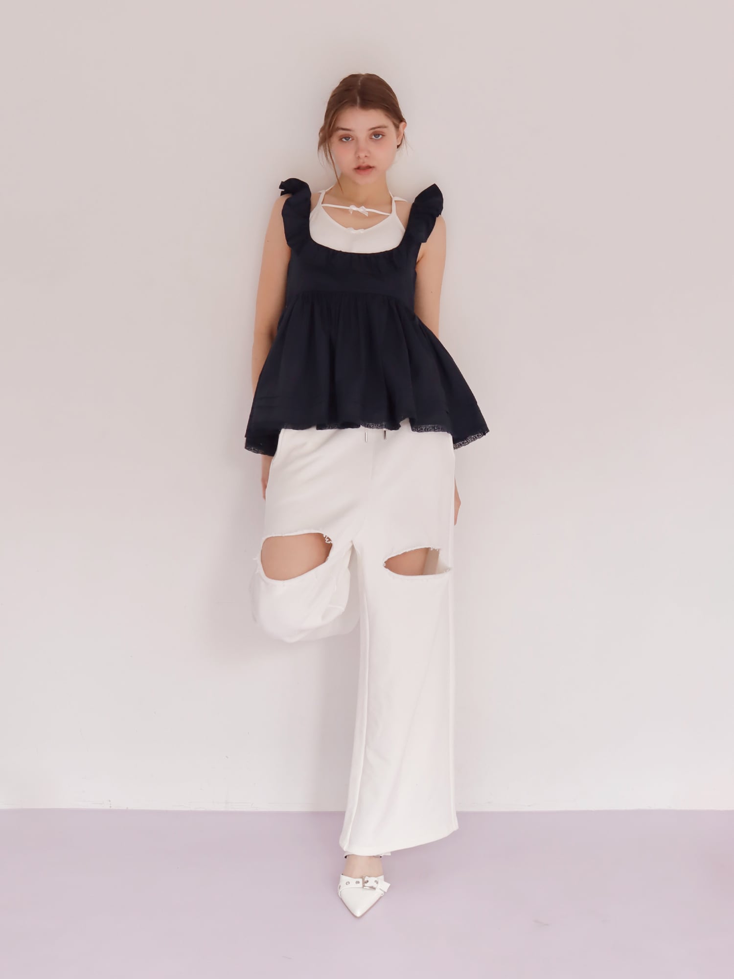 PETIT APLON TOP -NAVY- | mieya mieya