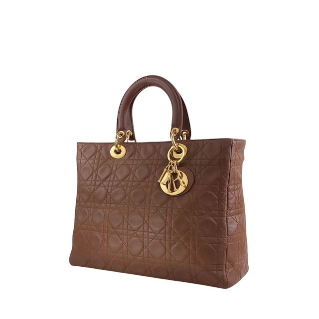 Christian Dior クリスチャン ディオール レディディオール ショルダーバッグ ブラウン カナージュ レザー 2WAY vintage ヴィンテージ オールド 8c3nvp