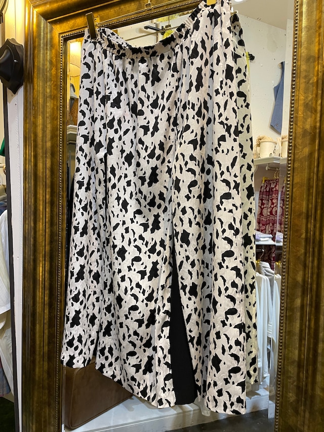 Dalmatian pattern long gather skirt
