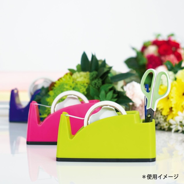 プラス テープカッター ペン立てポケット付き TC-201 ピンク 2個セット 31-241×2