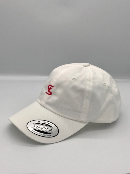 Cotton twill cap (Body color : White × Mark：Pink)