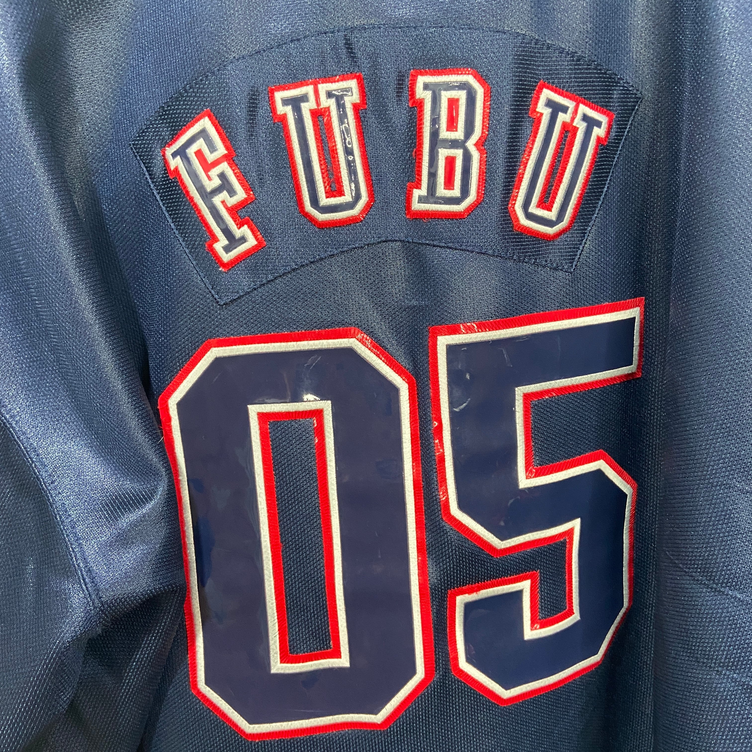 FUBU ベースボールゲームTシャツ ビッグサイズ 刺繍ワッペンロゴ☆紺 