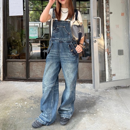 ヴィンテージウォッシュデニムサロペット   R00812