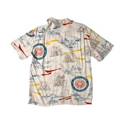 Hemwork ヘムワーク マリン総柄 オープンカラー 半袖シャツ M