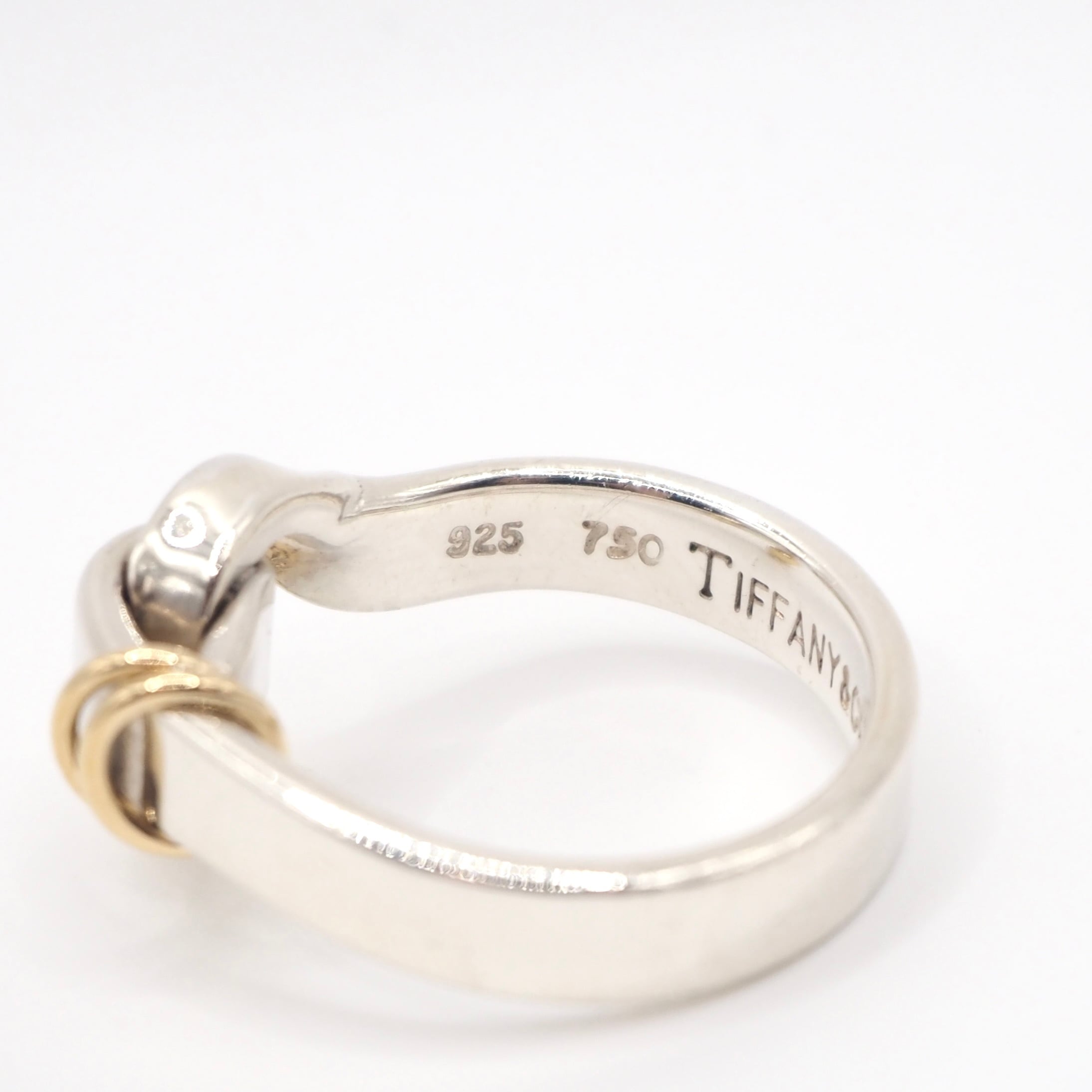 Tiffany&Co. 約9号 フック&アイ コンビ リング シルバー925 K18