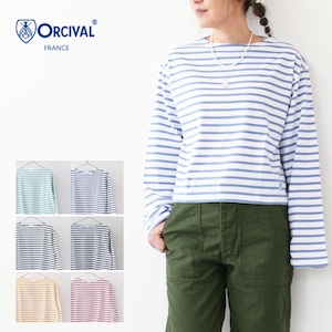 ORCIVAL [オーチバル・オーシバル] W BOAT NECK CROPPED P.O.-BORDER- [OR-C0334BFJ-B] ボートネック クロップドプルオーバー・ボーダー・ボートネック・ドロップショルダー・クロップド丈・コットンジャージー・LADY'S [2024SS]