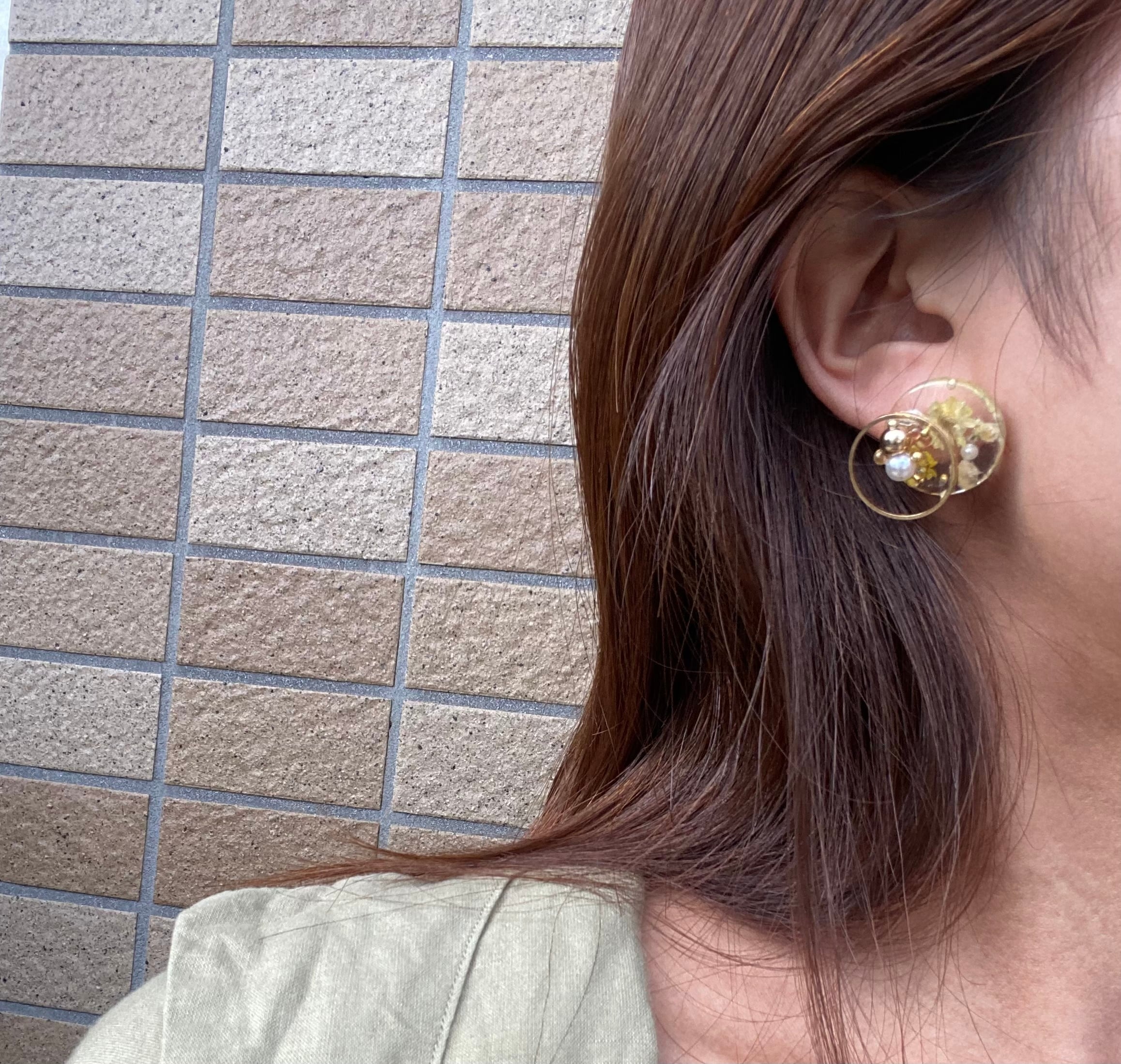 フェミニン 上品 綺麗め OL ドライフラワー ~ ハンドメイド ~ ピアス