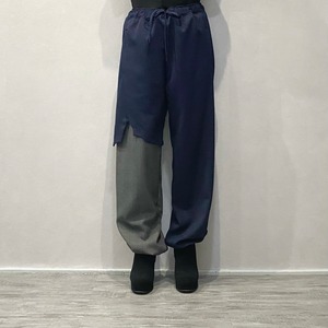 ASSYMETRY PANTS / navy【MILK BOY】