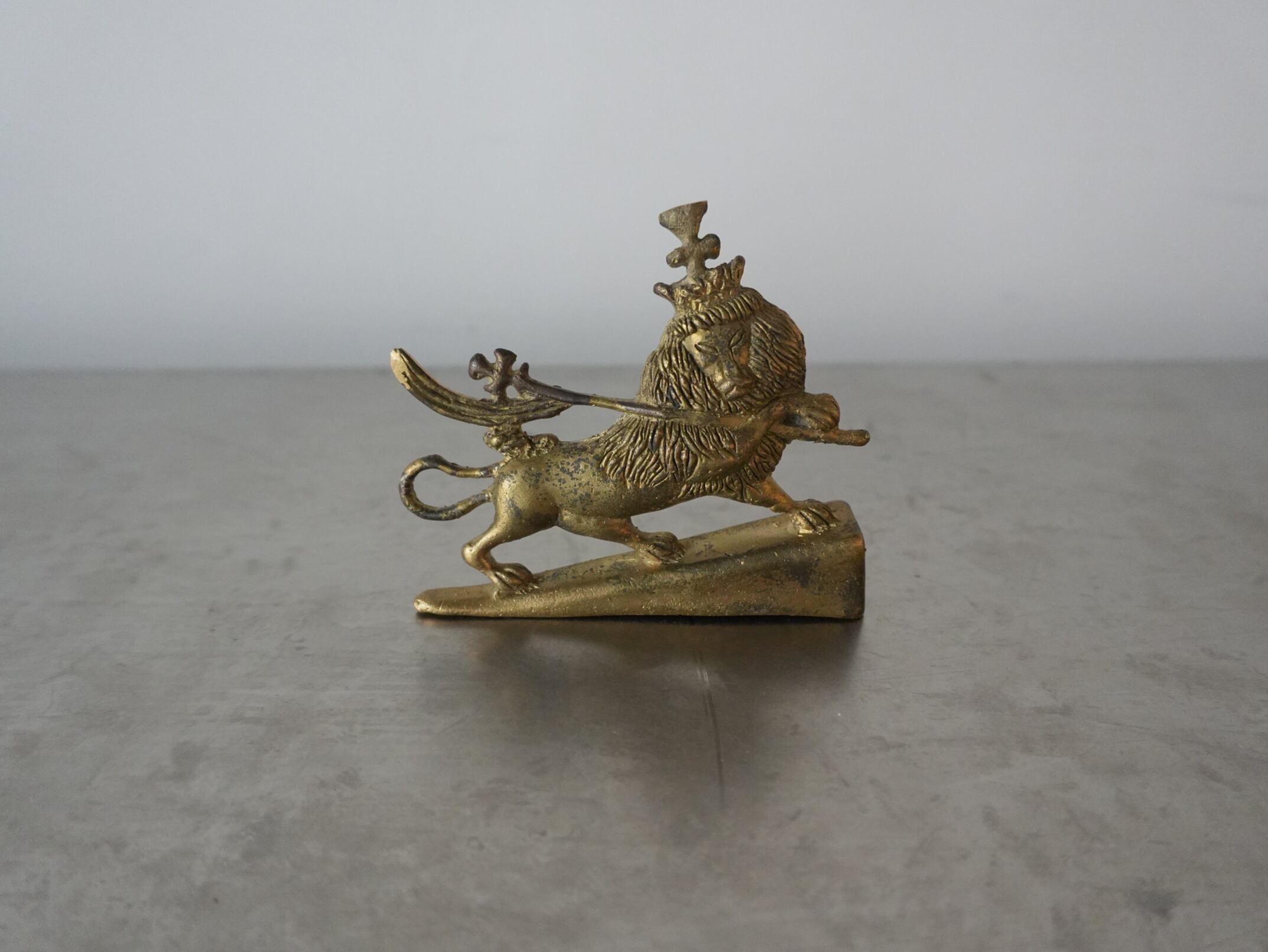 エチオピア ジュダ ライオン 金属 オブジェ (S)|アフリカンアート 真鍮 ヴィンテージ 置物 一点もの インテリア|Ethiopian Lion of Judah Brass Sculpture Vintage African Art