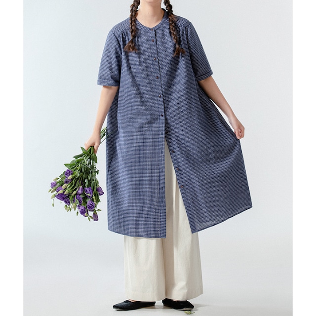 チェック柄シャツドレス　M1729