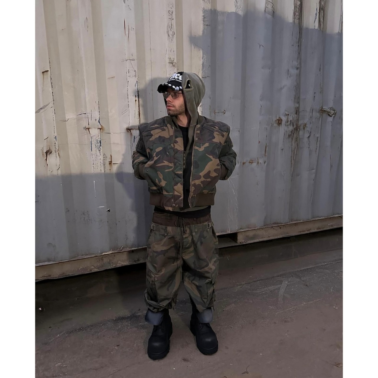 ストリート 3層パッチワーク迷彩カーゴパンツ P327