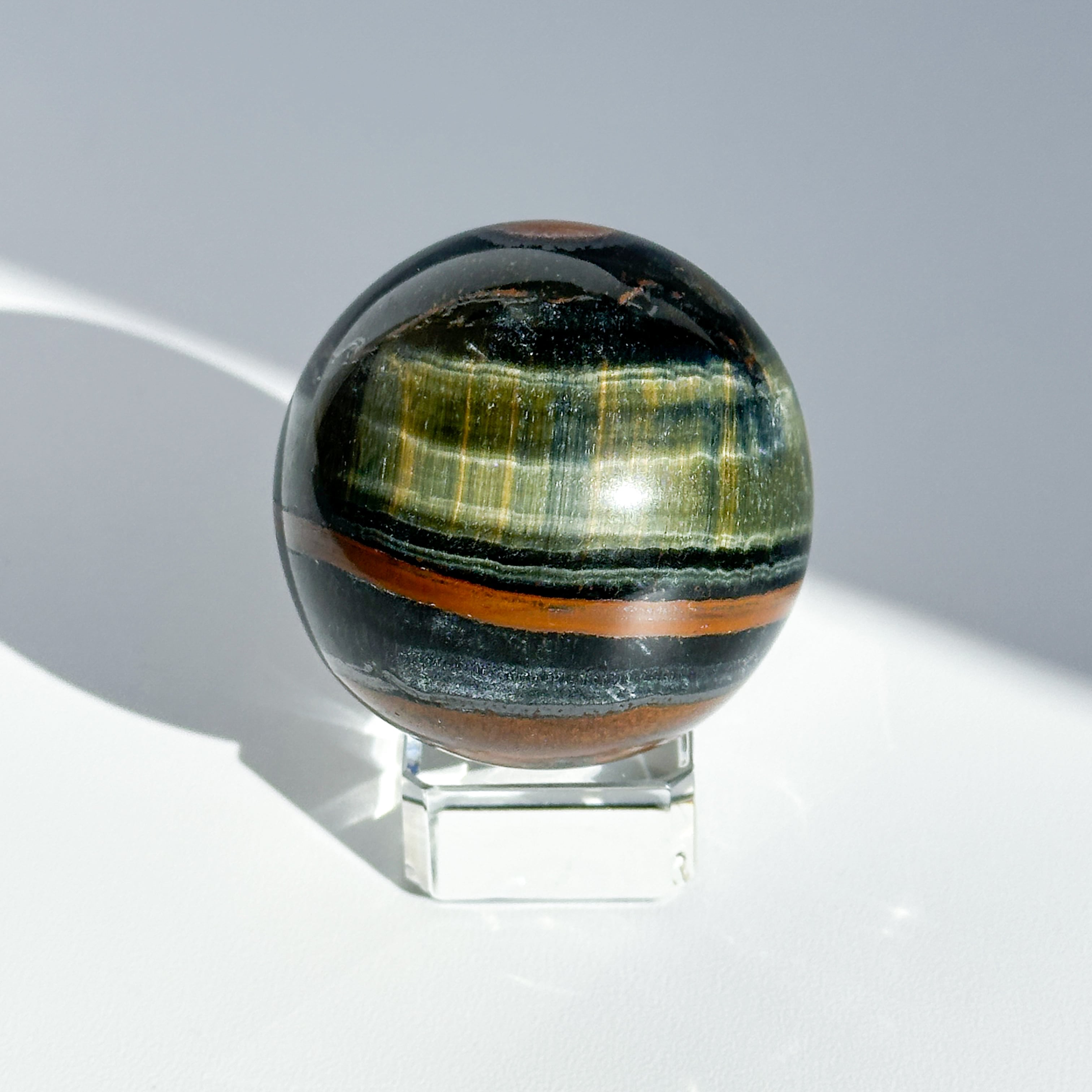 g’sさま専用神秘的！ブルータイガーアイ スフィア　天然石置物　E10 ブルータイガーアイ スフィア 32◇ Blue Tiger's eye ◇天然石・鉱物