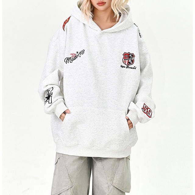 エンブレムスポーツフーディトップス 3col R01509