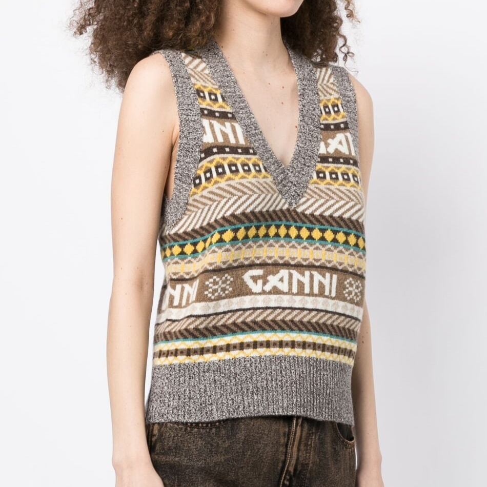 GANNI ガニーLogo Wool Mix Vest ベストSサイズ 新品 - ベスト