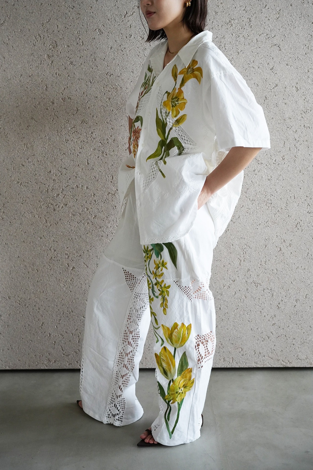 vintage lace pants yellow tulip
