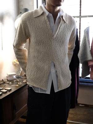 【RIKU UMEHARA】 NOREN SKIPPER KNIT POLO SHIRT