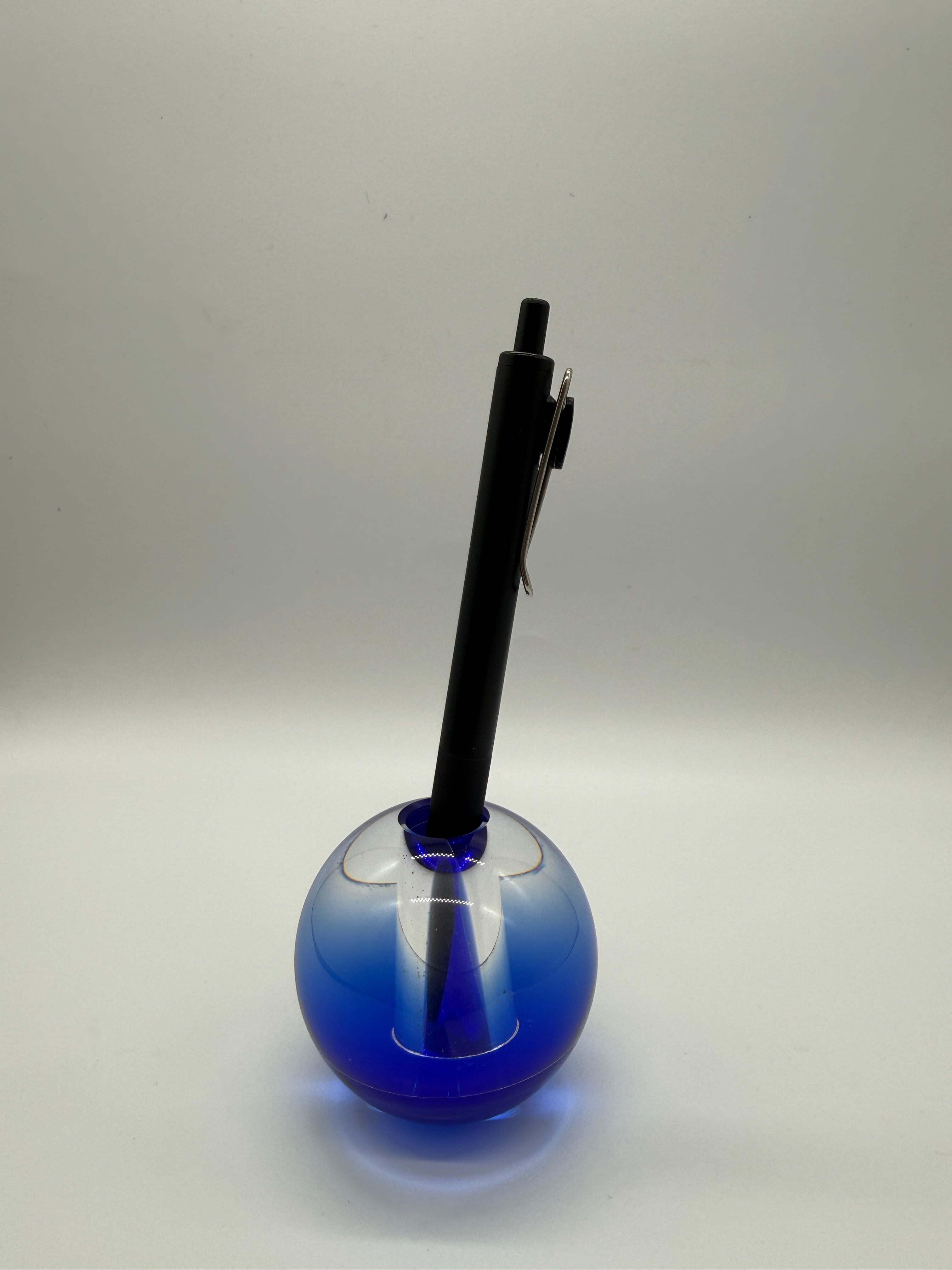 丸型ガラスペン立て【ブルー】