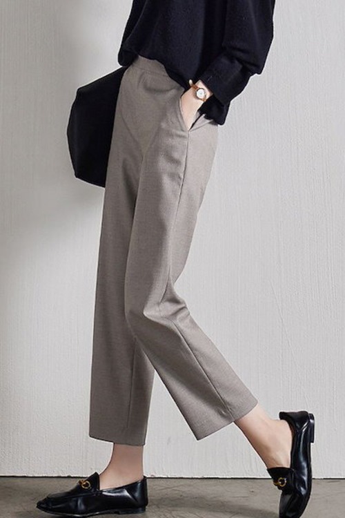 人気スラックスパンツ ストレートパンツ レディース 2025 春 新しいスタイル グレー スーツパンツ ゆったり スリム