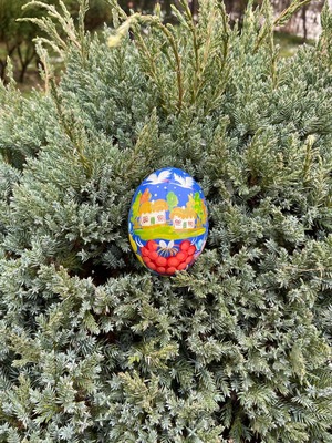 ペトリキウカ塗りのイースター・エッグ 7cm　ホメンコ作